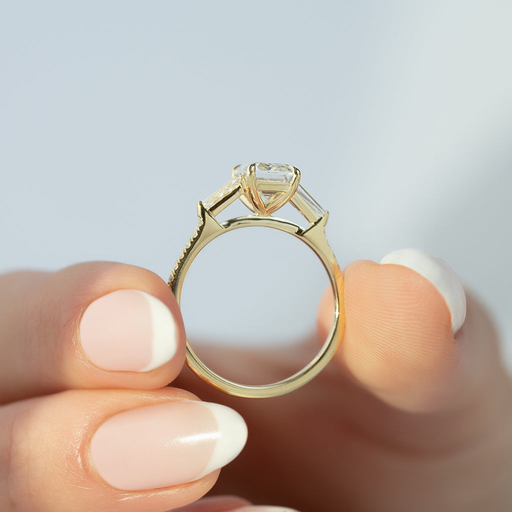 1.0 - 3.50 CT Emerald Cut Lab Grown Diamond Pavé Engagement Ring