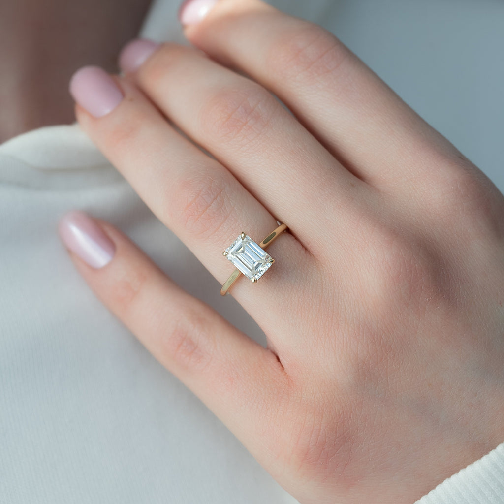 Elegant Emerald Lab Grown Diamond Hidden Halo Engagement Ring – 1.0 - 3.50 CT