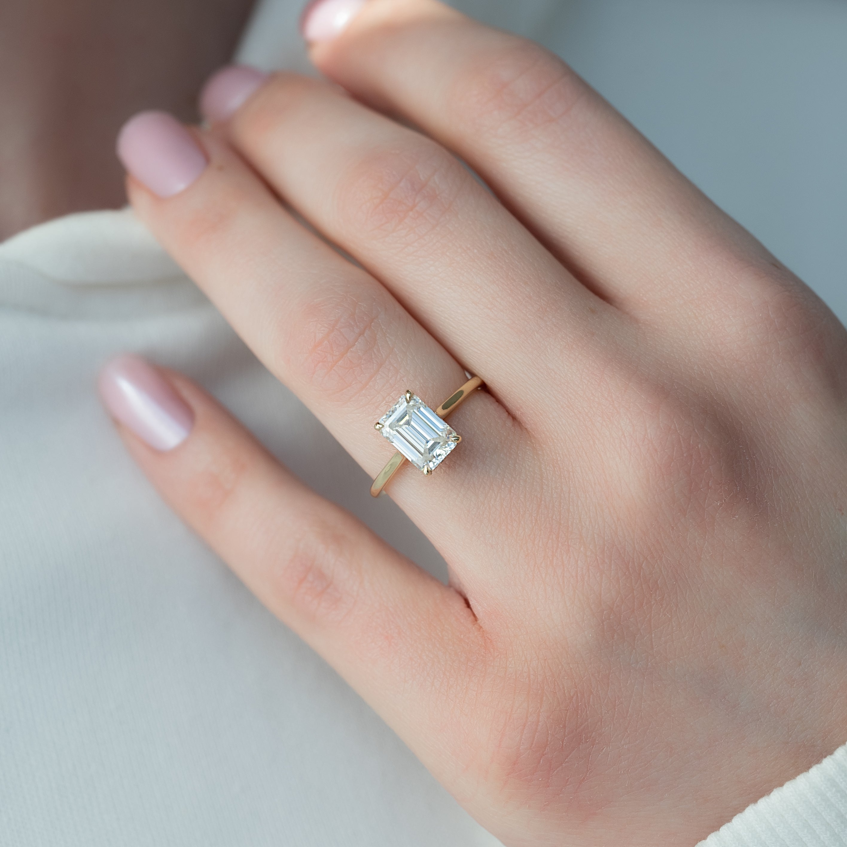 Elegant Emerald Lab Grown Diamond Hidden Halo Engagement Ring – 1.0 - 3.50 CT