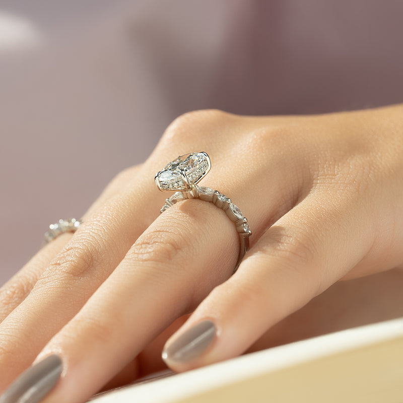 1.0 - 3.50 CT Hidden Halo Oval Lab Grown Diamond Engagement Ring