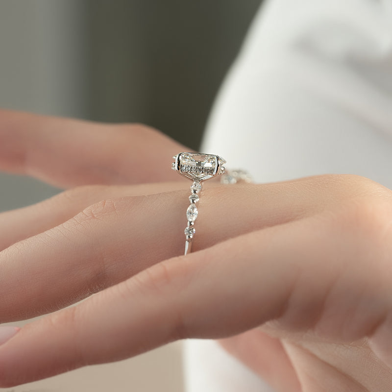 1.0 - 3.50 CT Hidden Halo Oval Lab Grown Diamond Engagement Ring