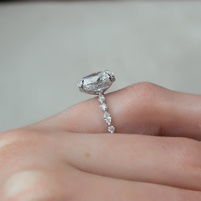 1.0 - 3.50 CT Hidden Halo Oval Lab Grown Diamond Engagement Ring