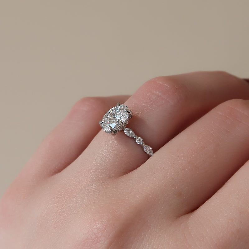 1.0 - 3.50 CT Hidden Halo Oval Lab Grown Diamond Engagement Ring
