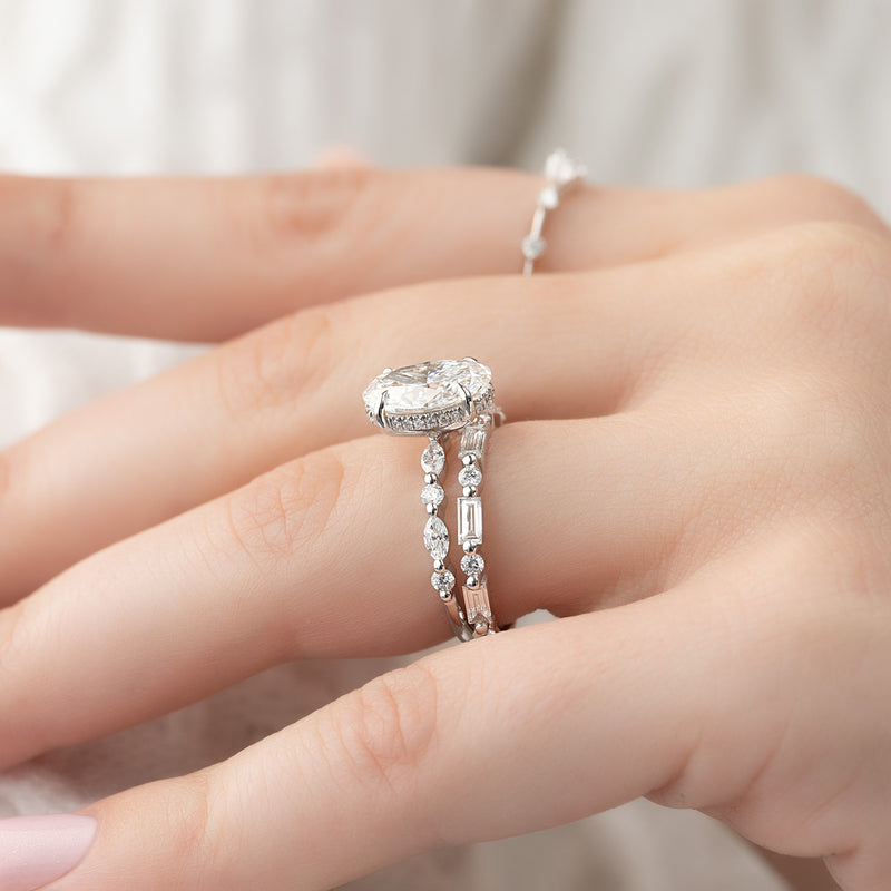 1.0 - 3.50 CT Hidden Halo Oval Lab Grown Diamond Engagement Ring