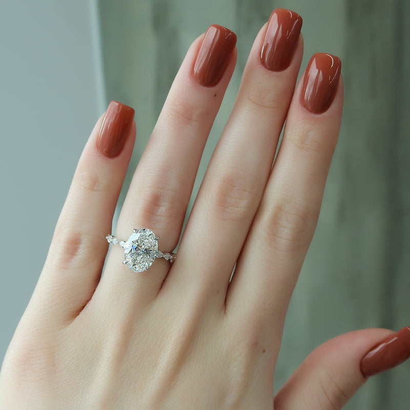 1.0 - 3.50 CT Hidden Halo Oval Lab Grown Diamond Engagement Ring