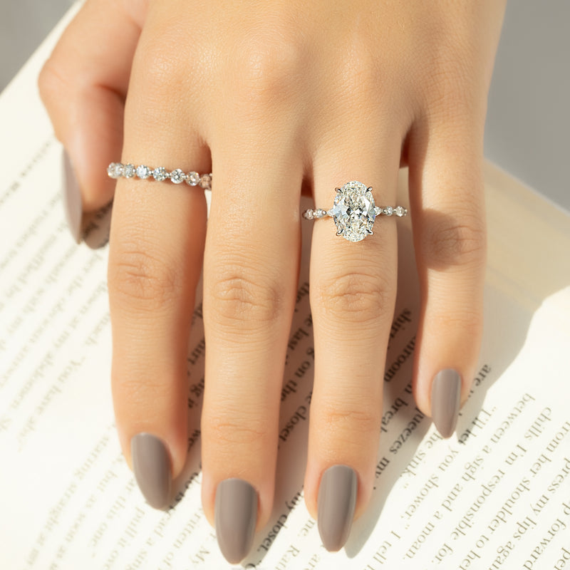 1.0 - 3.50 CT Hidden Halo Oval Lab Grown Diamond Engagement Ring