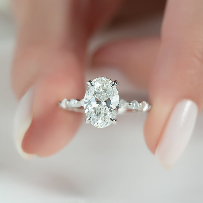 Hidden Halo Oval Lab Grown Diamond Engagement Ring