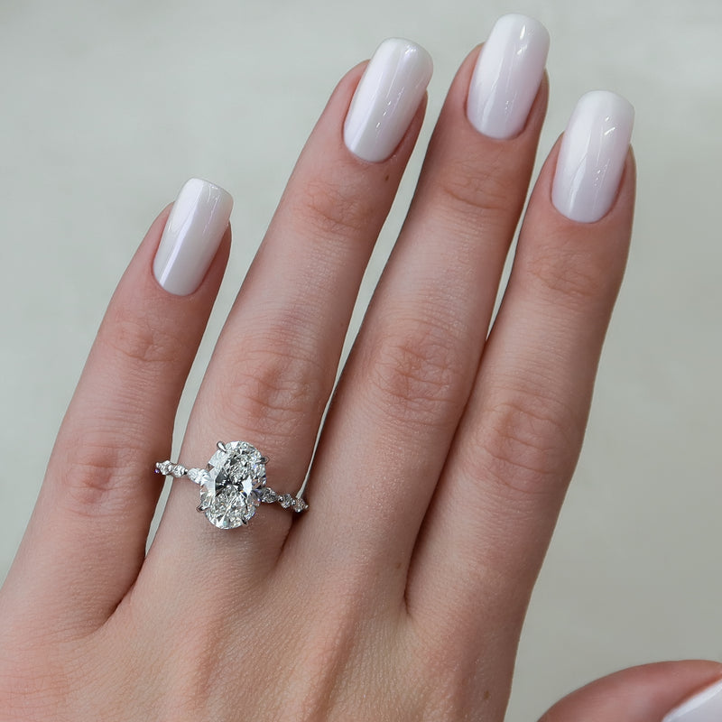 1.0 - 3.50 CT Hidden Halo Oval Lab Grown Diamond Engagement Ring