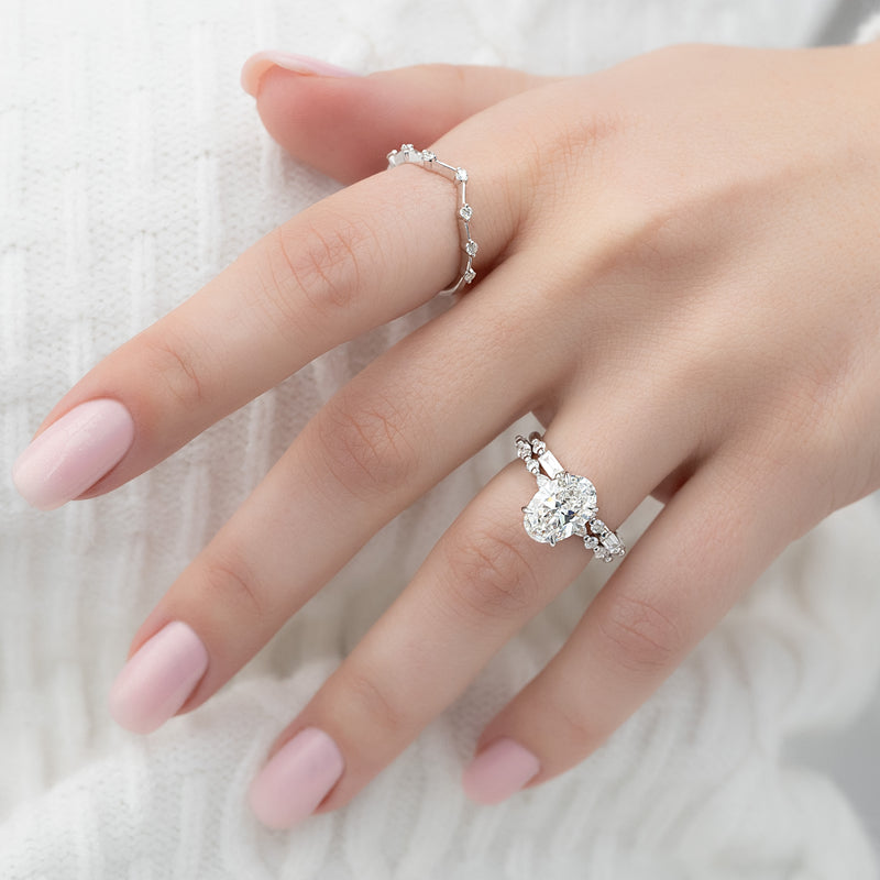 1.0 - 3.50 CT Hidden Halo Oval Lab Grown Diamond Engagement Ring