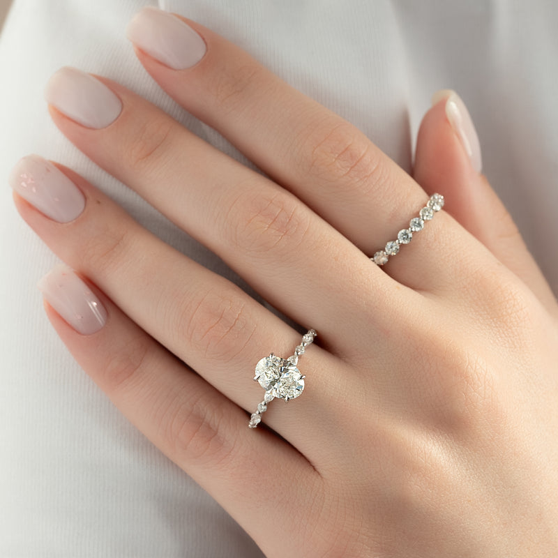 1.0 - 3.50 CT Hidden Halo Oval Lab Grown Diamond Engagement Ring