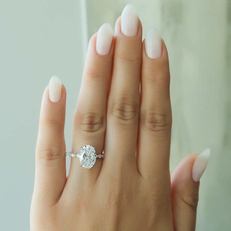 1.0 - 3.50 CT Hidden Halo Oval Lab Grown Diamond Engagement Ring