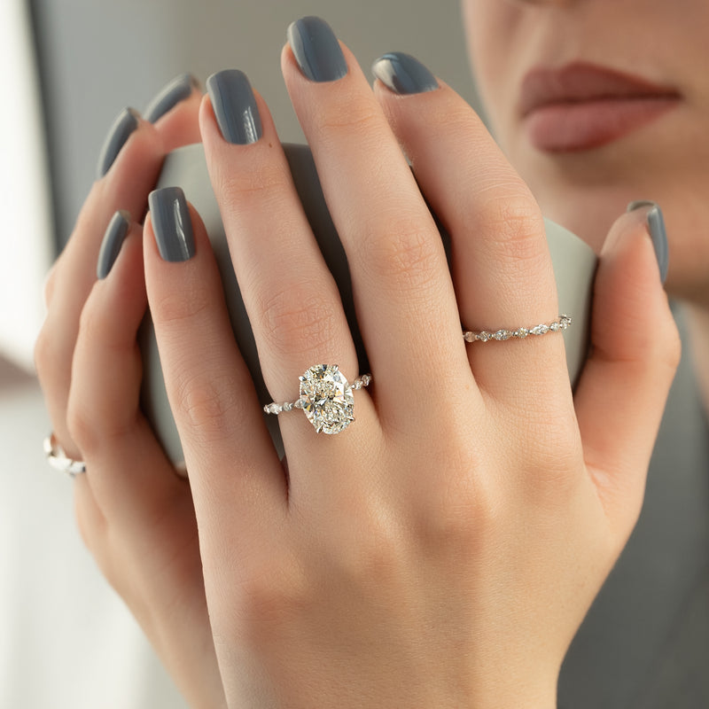 1.0 - 3.50 CT Hidden Halo Oval Lab Grown Diamond Engagement Ring