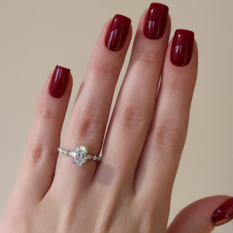 1.0 - 3.50 CT Hidden Halo Oval Lab Grown Diamond Engagement Ring