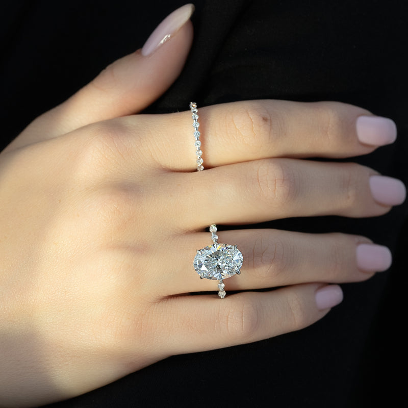 1.0 - 3.50 CT Hidden Halo Oval Lab Grown Diamond Engagement Ring