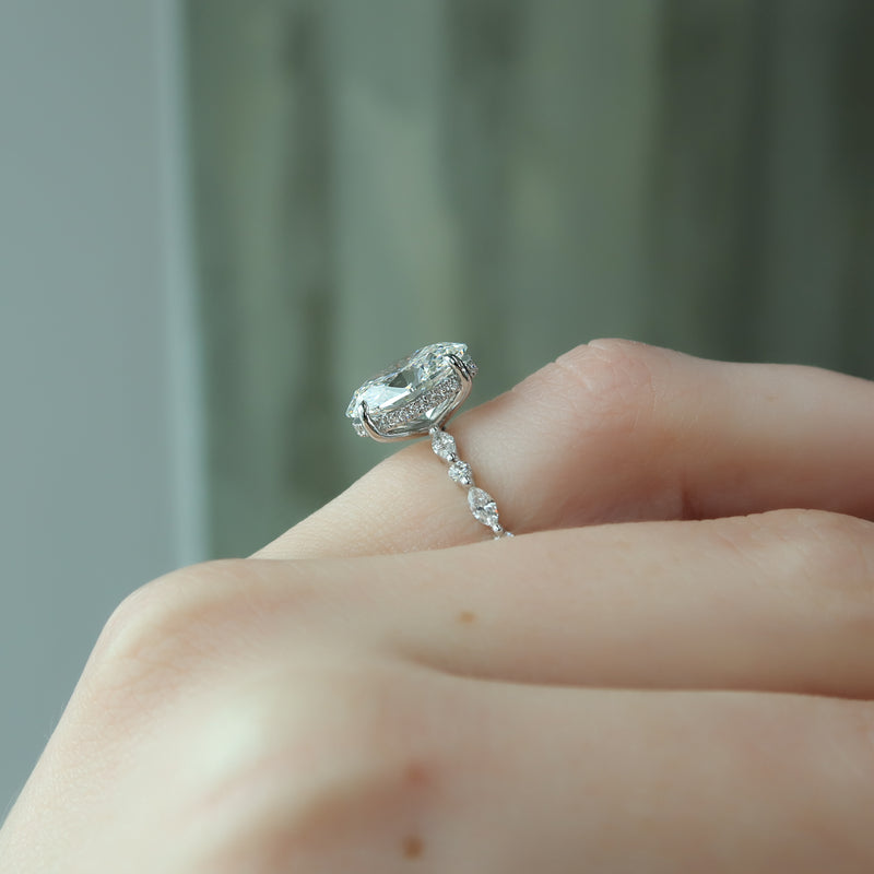 1.0 - 3.50 CT Hidden Halo Oval Lab Grown Diamond Engagement Ring