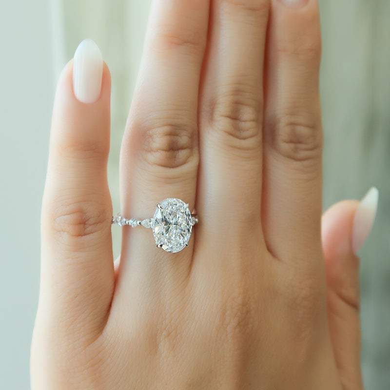 1.0 - 3.50 CT Hidden Halo Oval Lab Grown Diamond Engagement Ring