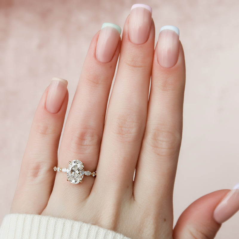 1.0 - 3.50 CT Hidden Halo Oval Lab Grown Diamond Engagement Ring
