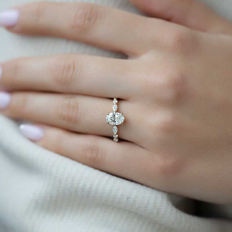 1.0 - 3.50 CT Hidden Halo Oval Lab Grown Diamond Engagement Ring