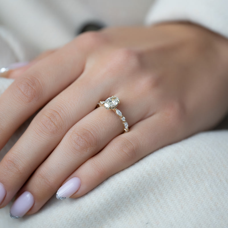 1.0 - 3.50 CT Hidden Halo Oval Lab Grown Diamond Engagement Ring