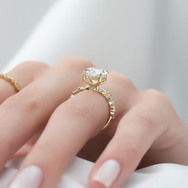 1.0 - 3.50 CT Hidden Halo Oval Lab Grown Diamond Engagement Ring