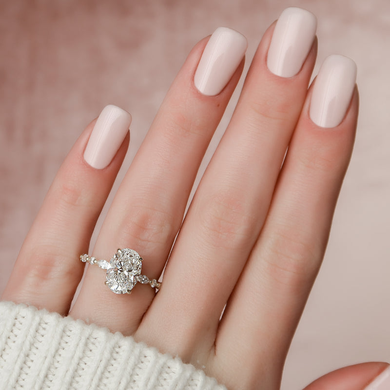1.0 - 3.50 CT Hidden Halo Oval Lab Grown Diamond Engagement Ring