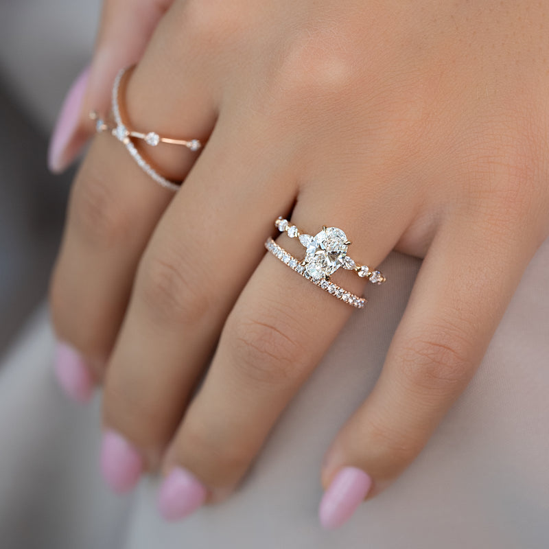 1.0 - 3.50 CT Hidden Halo Oval Lab Grown Diamond Engagement Ring