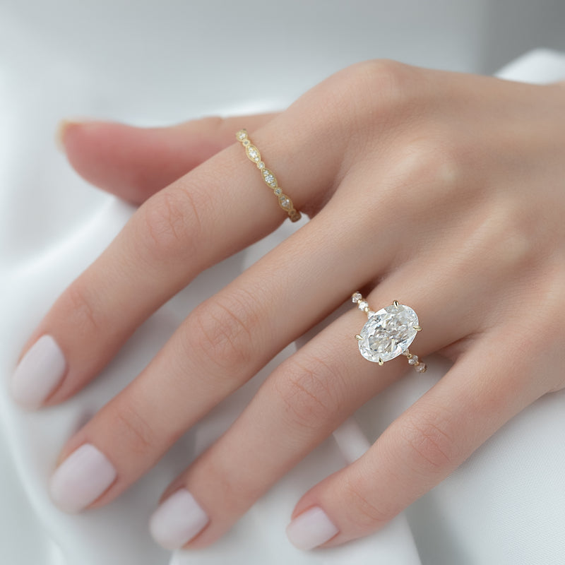 1.0 - 3.50 CT Hidden Halo Oval Lab Grown Diamond Engagement Ring