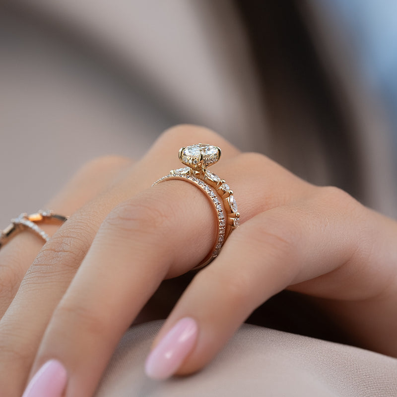 1.0 - 3.50 CT Hidden Halo Oval Lab Grown Diamond Engagement Ring
