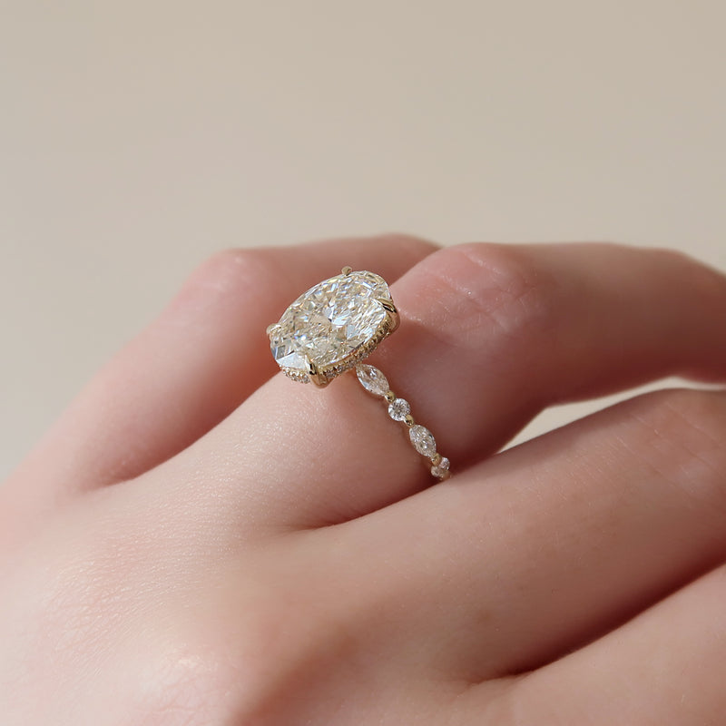 1.0 - 3.50 CT Hidden Halo Oval Lab Grown Diamond Engagement Ring
