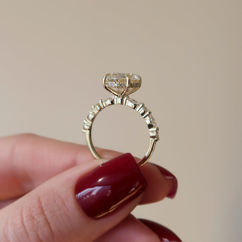 1.0 - 3.50 CT Hidden Halo Oval Lab Grown Diamond Engagement Ring