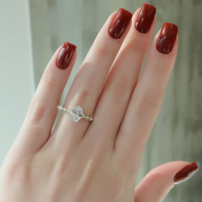 1.0 - 3.50 CT Hidden Halo Oval Lab Grown Diamond Engagement Ring