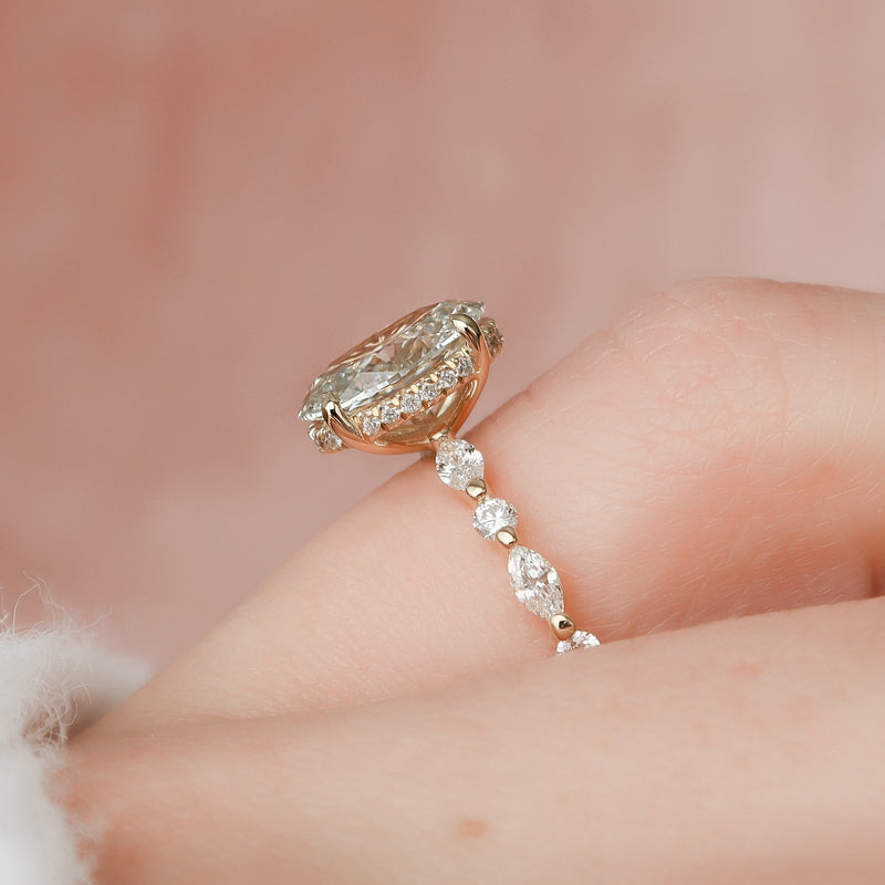 1.0 - 3.50 CT Hidden Halo Oval Lab Grown Diamond Engagement Ring