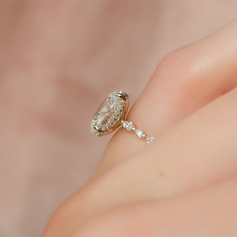 1.0 - 3.50 CT Hidden Halo Oval Lab Grown Diamond Engagement Ring