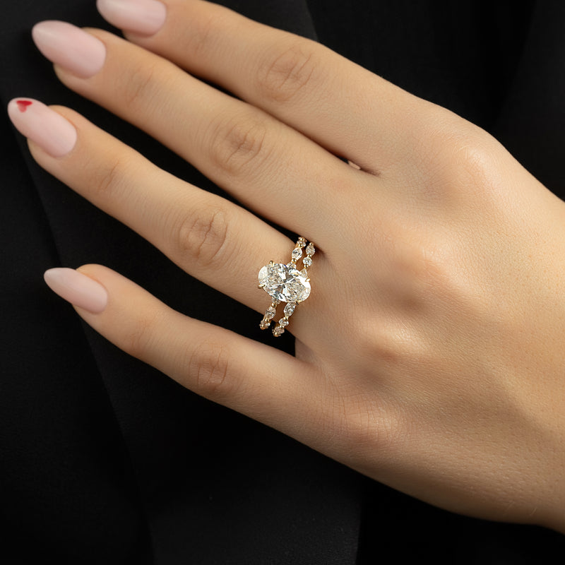 1.0 - 3.50 CT Hidden Halo Oval Lab Grown Diamond Engagement Ring