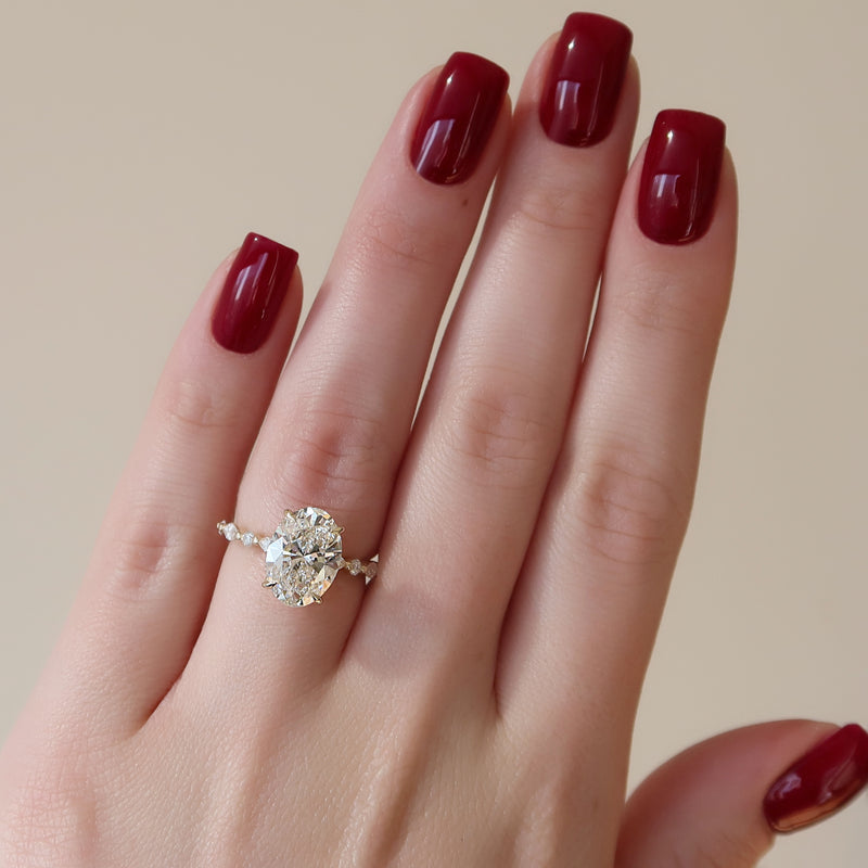 1.0 - 3.50 CT Hidden Halo Oval Lab Grown Diamond Engagement Ring