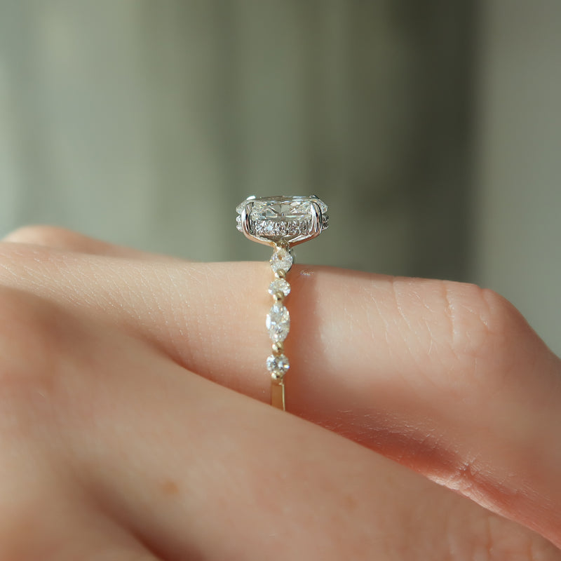 1.0 - 3.50 CT Hidden Halo Oval Lab Grown Diamond Engagement Ring