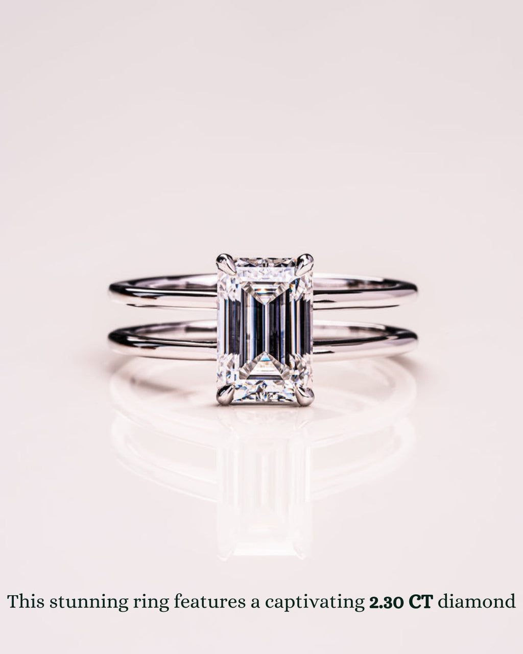 1.0 - 3.50 CT Emerald Lab Grown Diamond Double Band Setting Engagement Ring