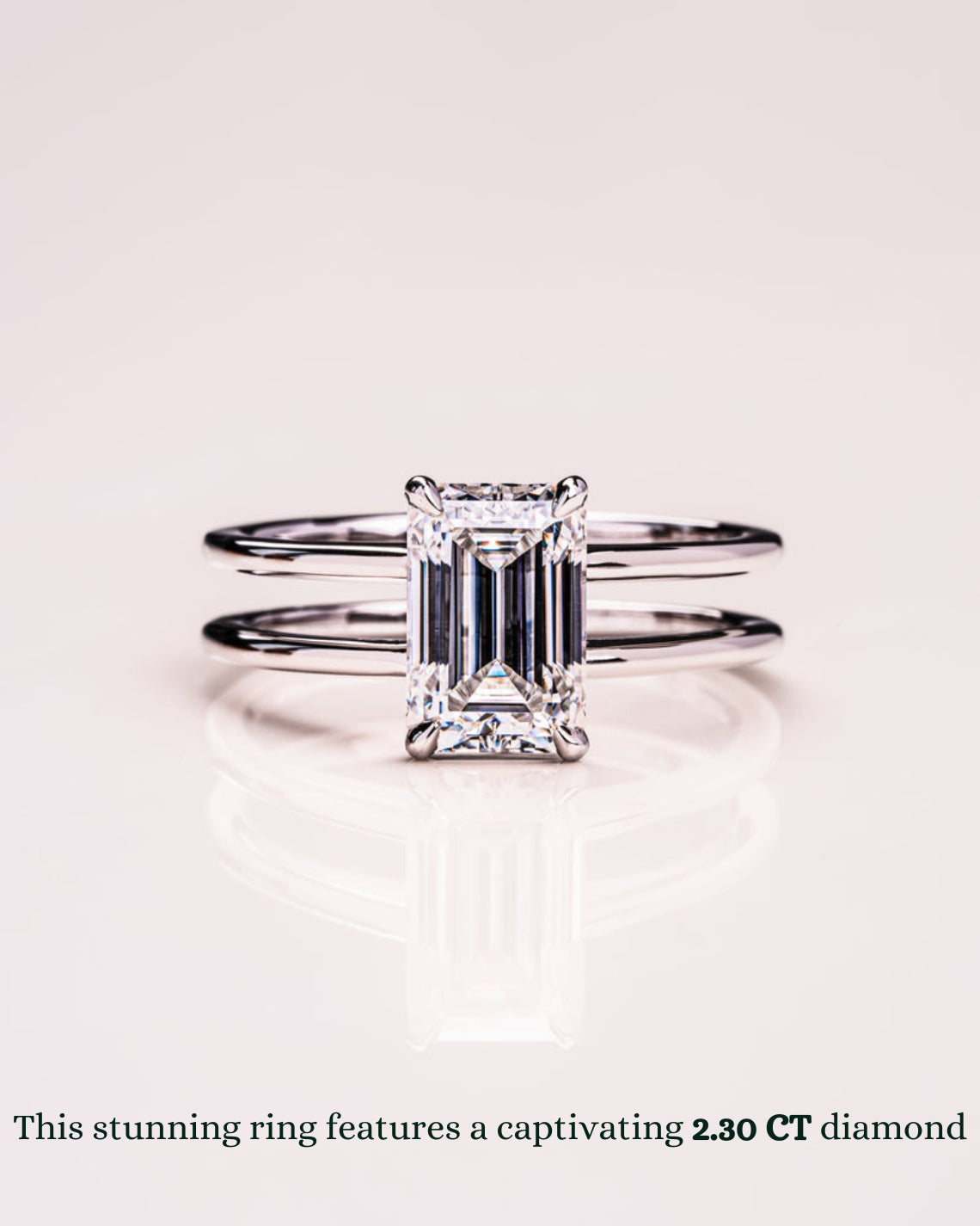 1.0 - 3.50 CT Emerald Lab Grown Diamond Double Band Setting Engagement Ring