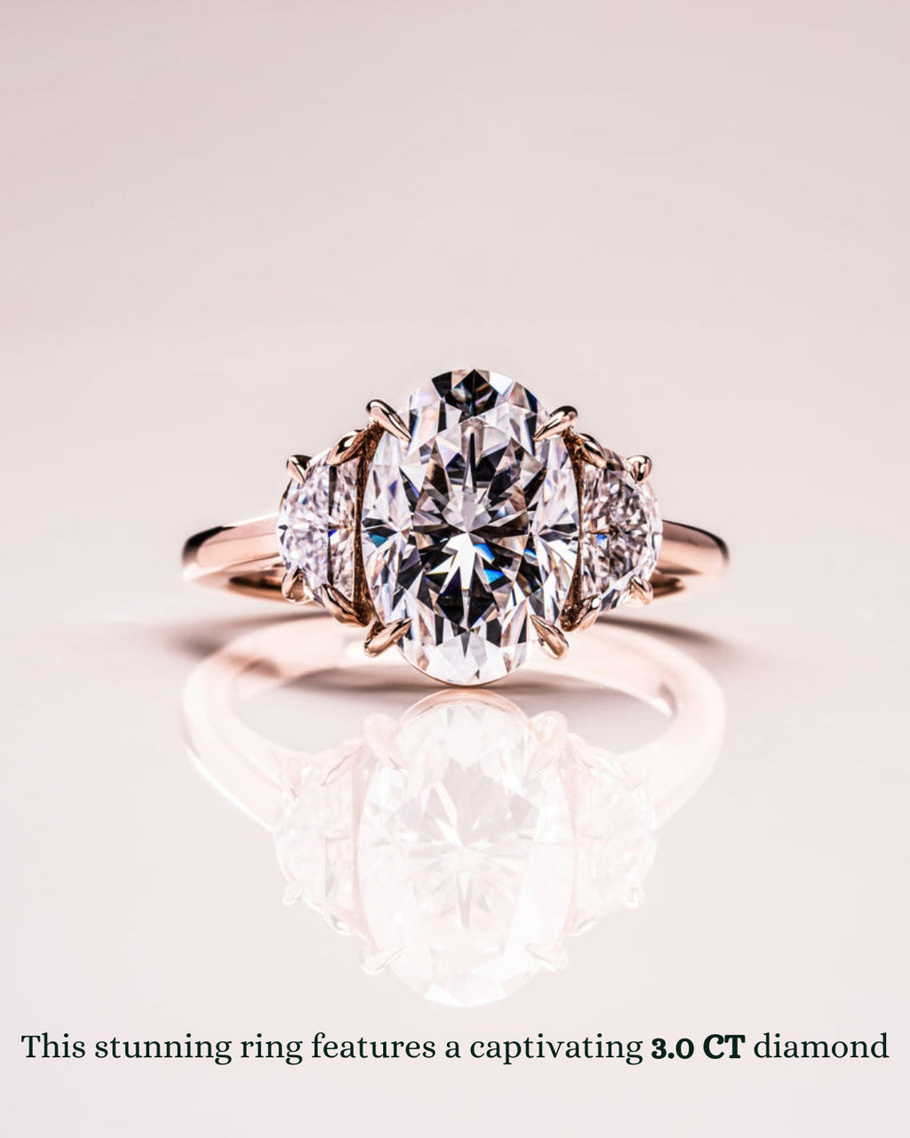 1.0 - 3.50 CT Three Stone Oval Lab Grown Diamond Engagement Ring