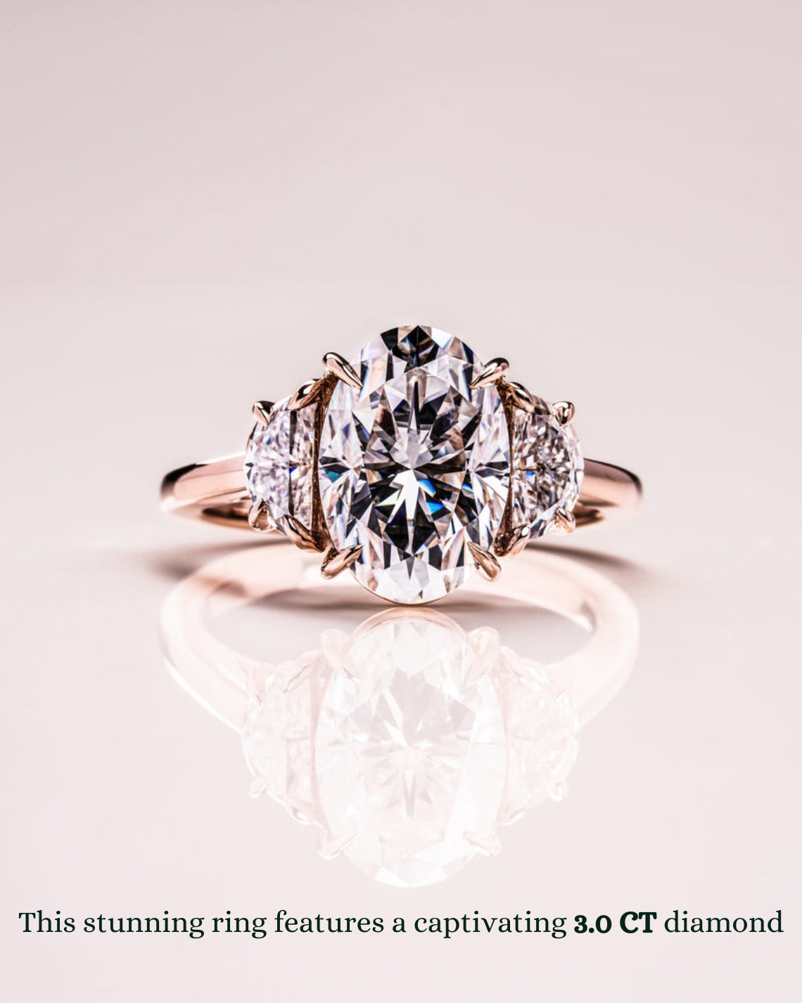 1.0 - 3.50 CT Three Stone Oval Lab Grown Diamond Engagement Ring