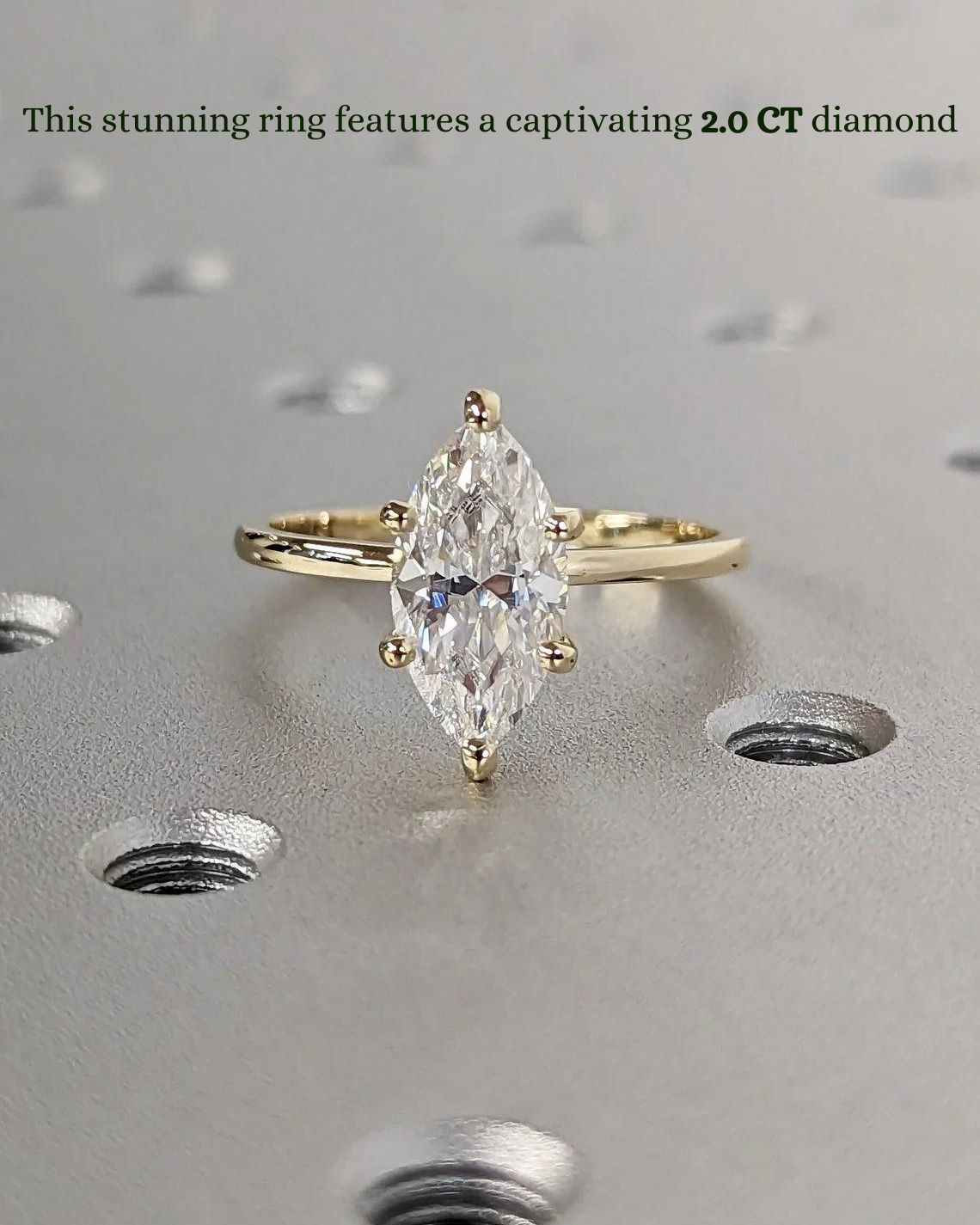 Elegant Marquise Lab Grown Diamond Solitaire Engagement Ring – 1.0 - 3.50 CT