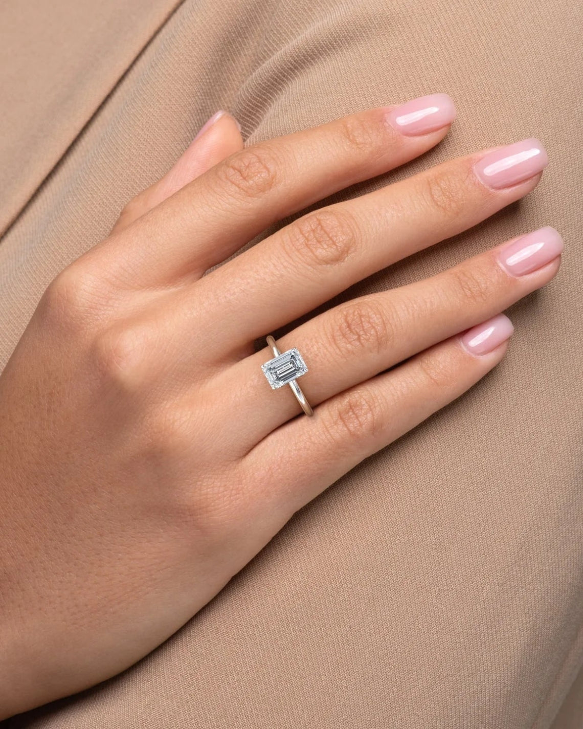 Elegant Emerald Lab Grown Diamond Solitaire Engagement Ring