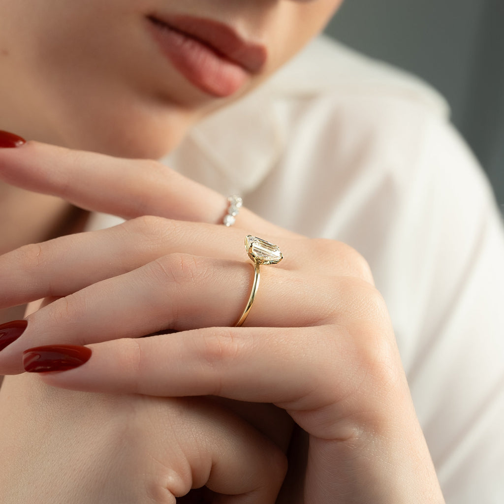 Elegant Emerald Lab Grown Diamond Solitaire Engagement Ring – 1.0 - 3.50 CT