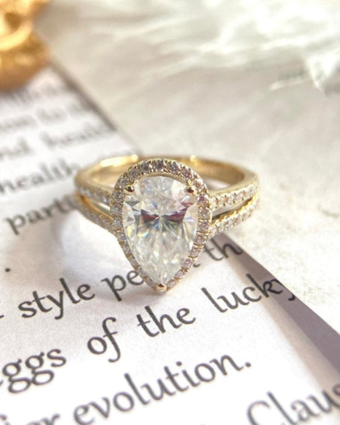1.0 - 3.50 CT Pear Lab Grown Diamond Halo Setting Engagement Ring