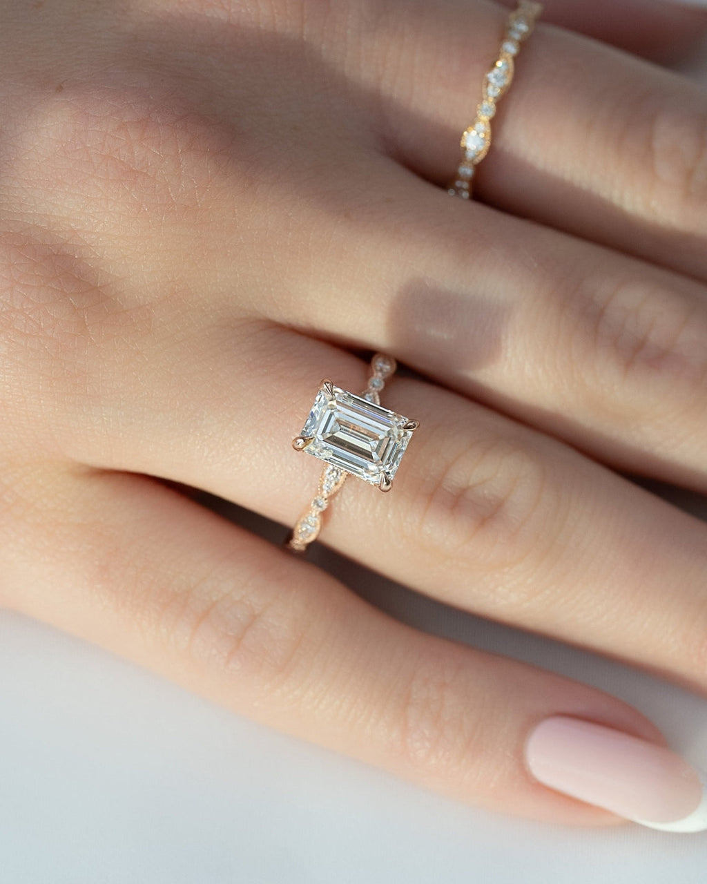 Elegant Emerald Lab Grown Diamond Milgrain Engagement Ring – 1.0 - 3.50 CT