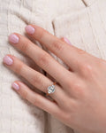 Three Stone Emerald Lab Grown Diamond Engagement Ring