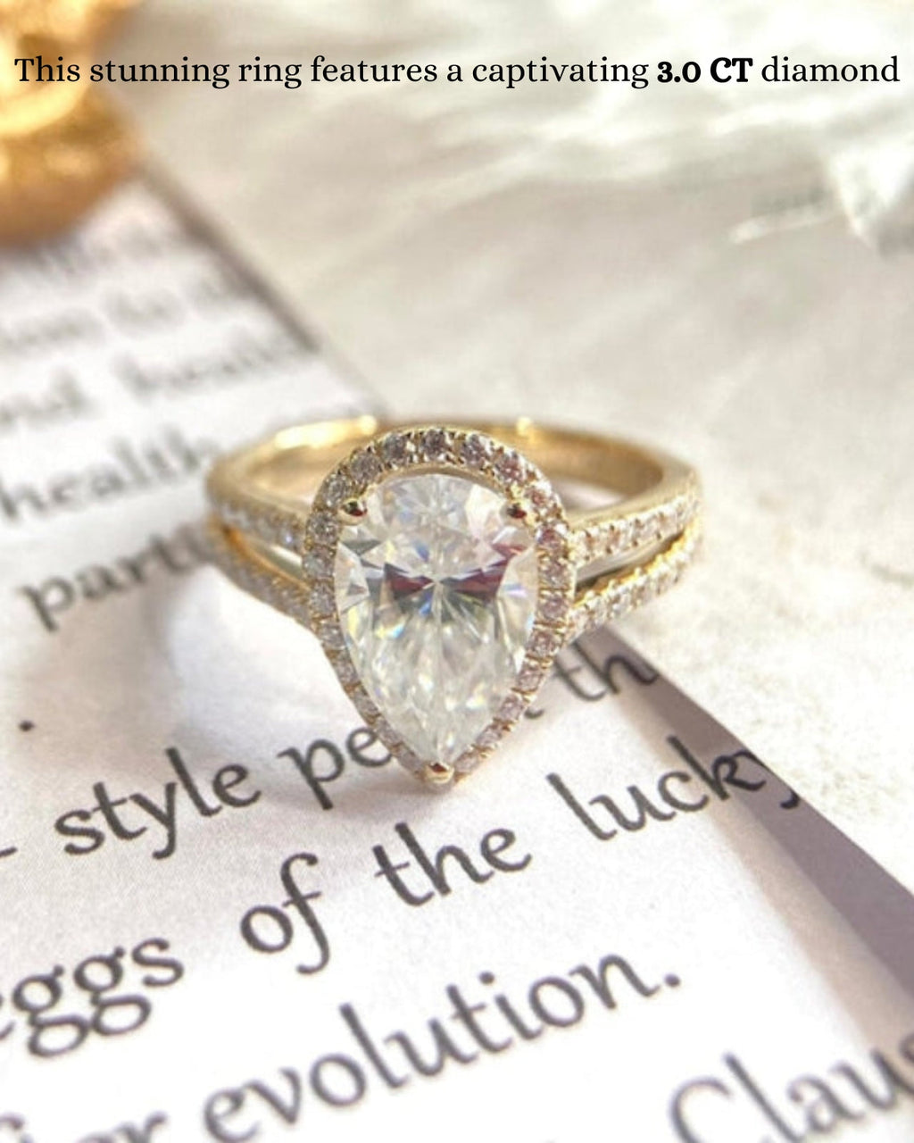 1.0 - 3.50 CT Pear Lab Grown Diamond Halo Setting Engagement Ring
