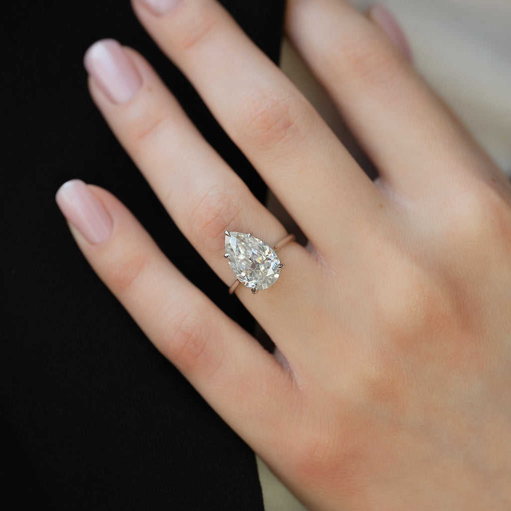1.0 - 3.50 CT Solitaire Pear Lab Grown Diamond Engagement Ring