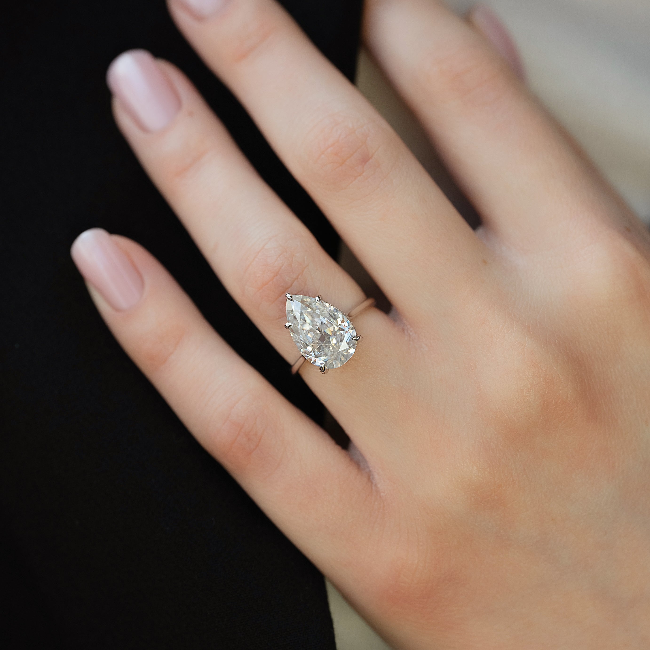 1.0 - 3.50 CT Solitaire Pear Lab Grown Diamond Engagement Ring