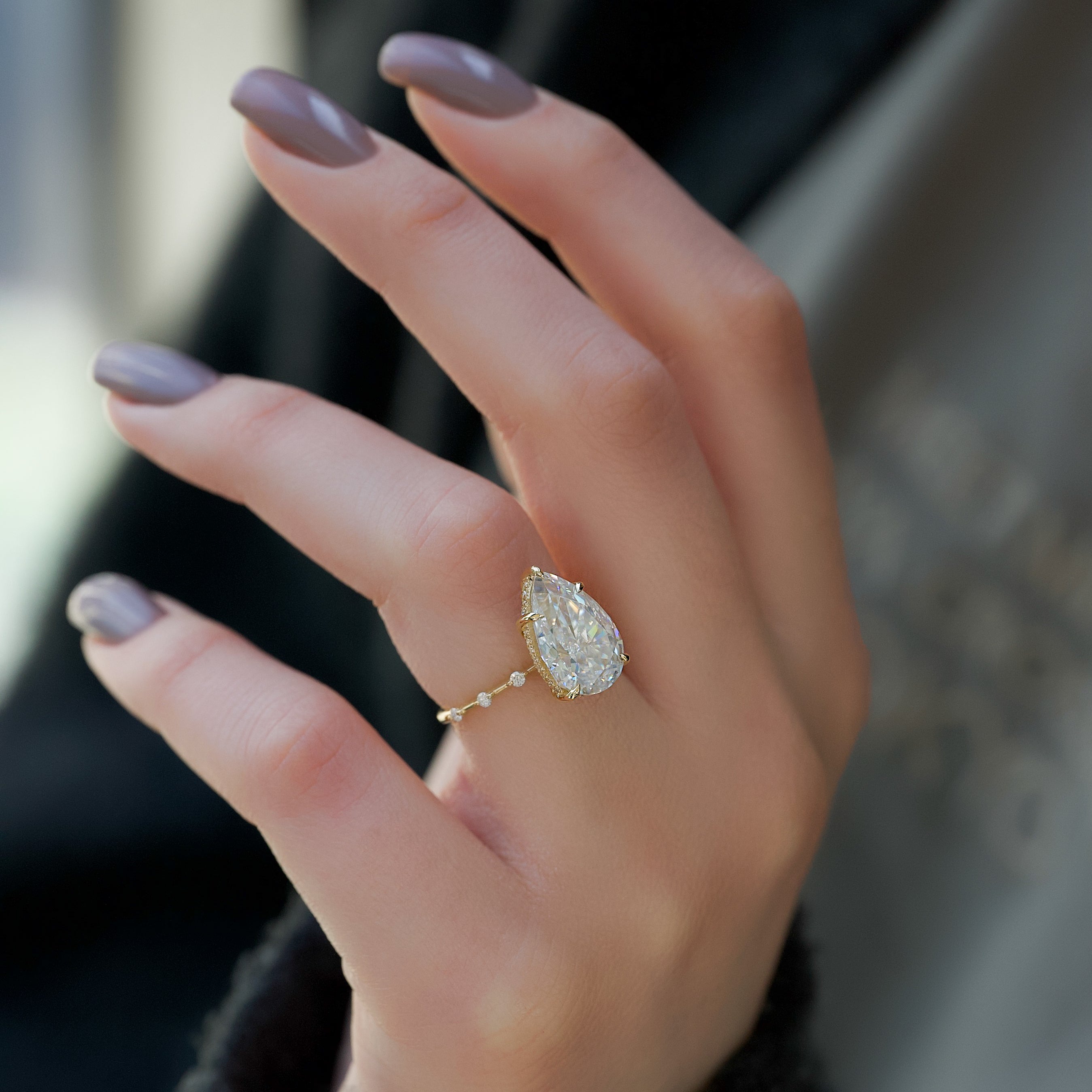 1.0 - 3.50 CT Dainty Pear Lab Grown Diamond Engagement Ring